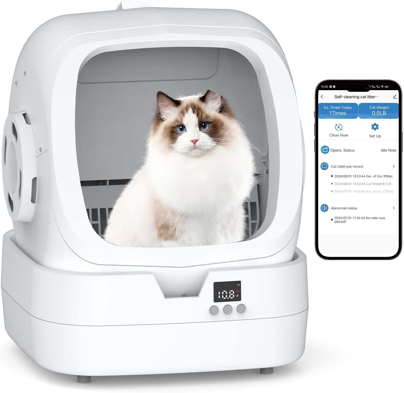 Automatic Cat Litter Box Self Cleaning - APP Control and Weight Monitoring - Ultra-Quiet