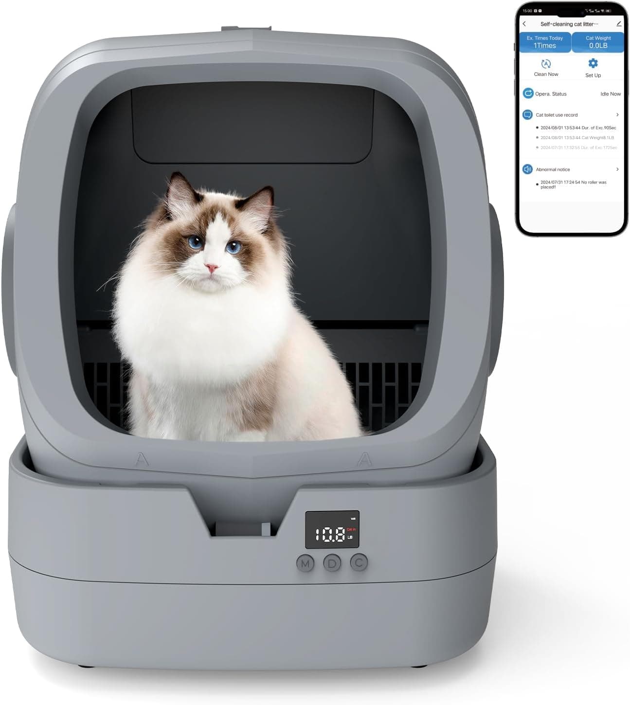 Automatic Cat Litter Box Self Cleaning - APP Control - Weight Monitoring - Ultra-Quiet