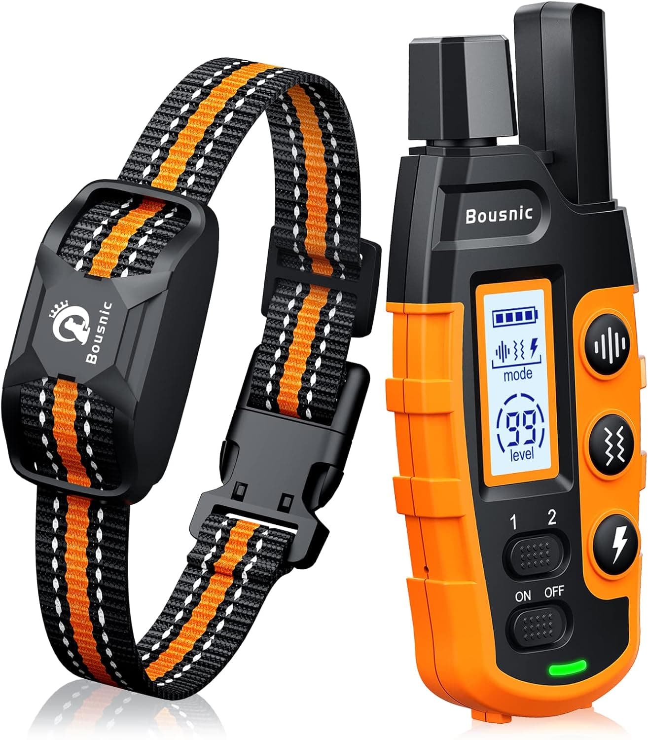 Bousnic Dog Shock Collar - 3300Ft Dog Training Collar with Remote for 5-120lbs Small Medium Large Dogs Rechargeable Waterproof e Collar with Beep (1-8)