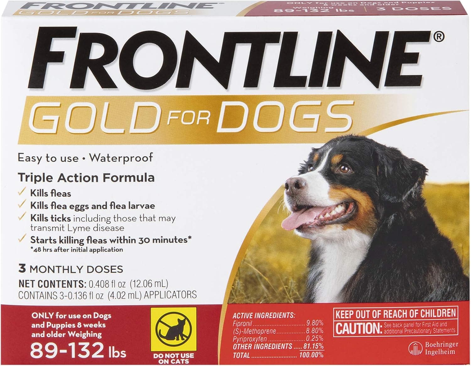 FRONTLINE Gold Flea & Tick Treatment for X-Large Dogs Up to 89 to 132 lbs.