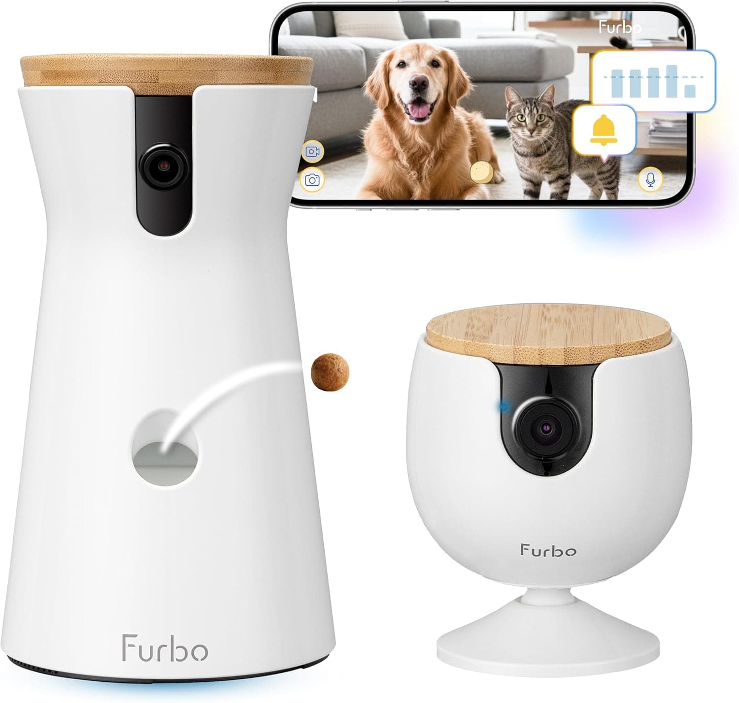 Furbo 360° Dog Camera + Mini 2-Camera Bundle Nanny Pro Subscription: Dog Safety & Home Security Alerts