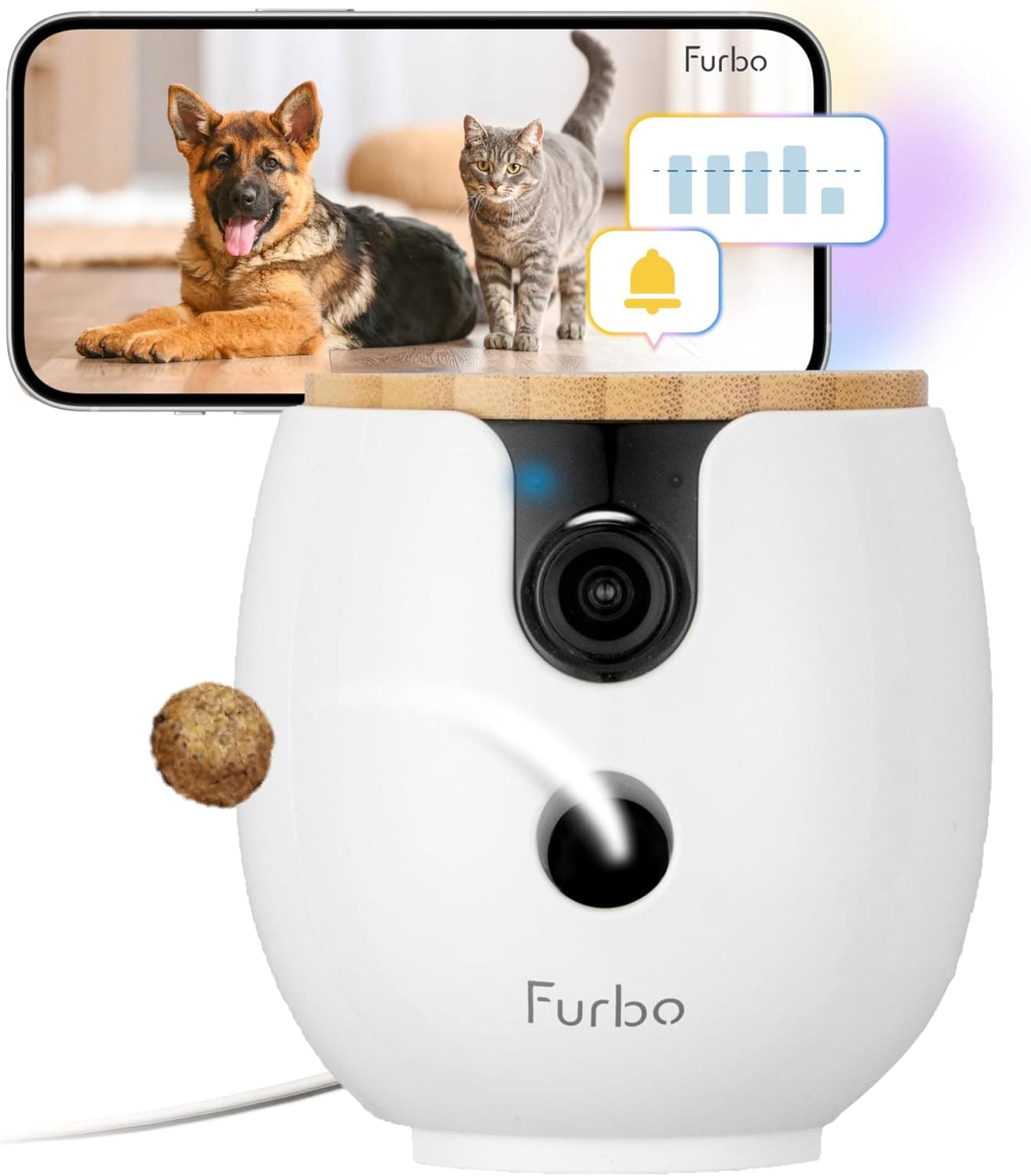 Furbo Mini 360° New 2K QHD Pet Camera - Unlock w/Paid Plan: Dog & Cat Safety Alerts