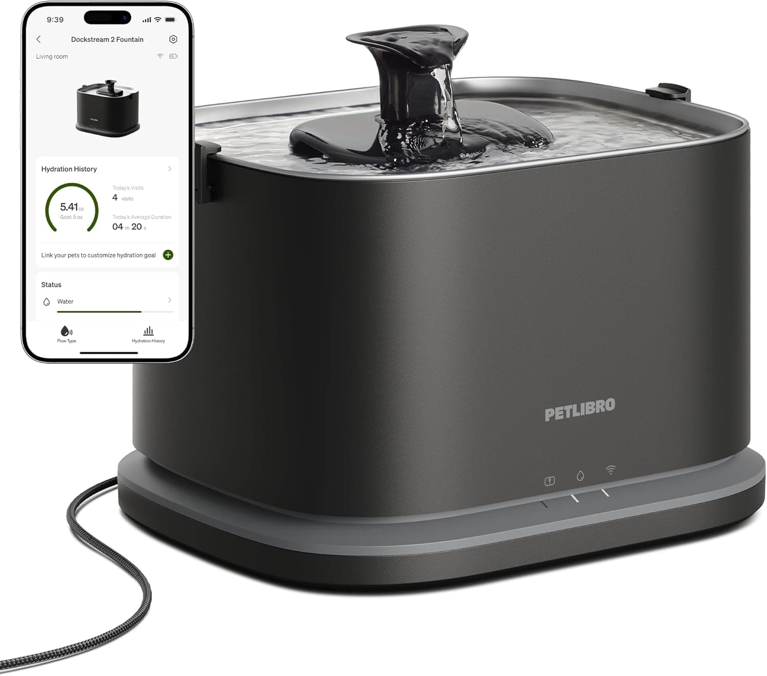 PETLIBRO Upgrade Cat Water Fountain Stainless Steel Tray