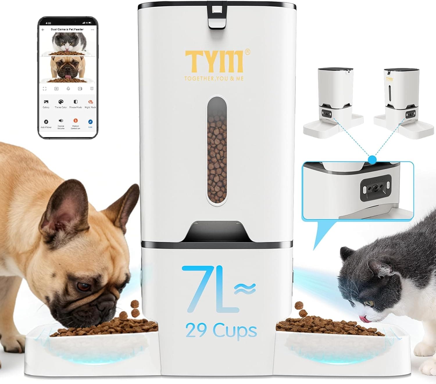 TYM Automatic Cat Feeder with 2 Camera for 2 Cats