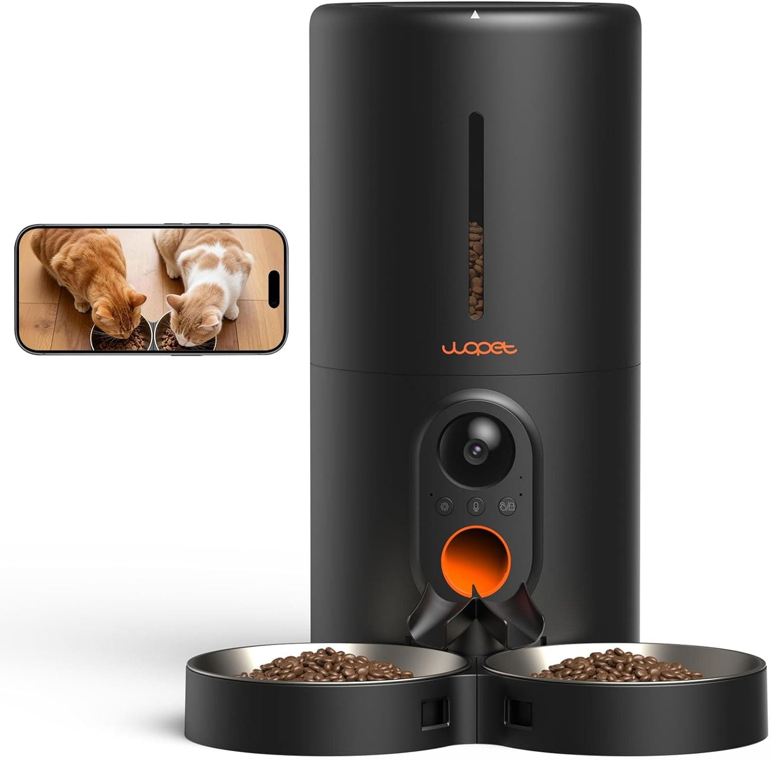 WOPET Automatic Cat Feeder with Camera for Two Cats